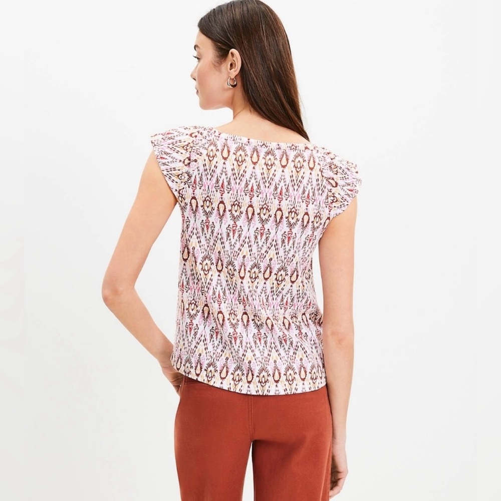 LOFT Ikat Ruffle Tank Top - Picture 3 of 4